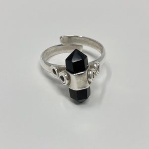 black onyx  women sterling silver ring 925